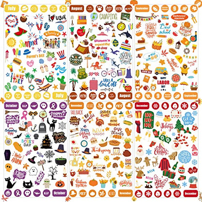Chinco 24 Sheets 1100+ Monthly Holiday Calendar Planner Stickers