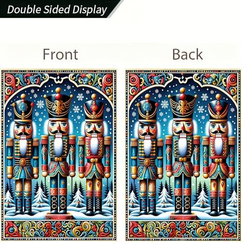 BlissYard Christmas Nutcracker Soldiers Garden Flag 12x18 Inch Polyester - color: Nutcracker Soldier Three