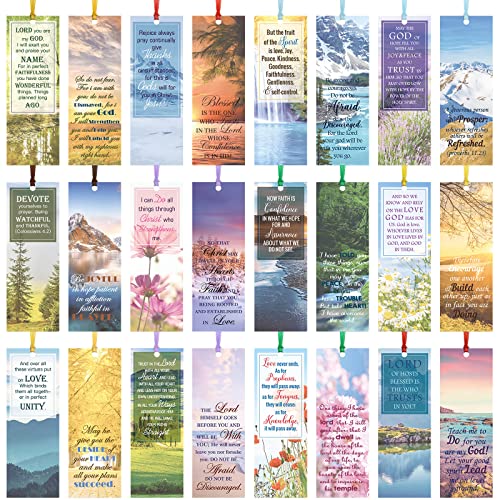 Spakon 120 Pcs Bible Verse Bookmarks Christian with Colorful Ribbons