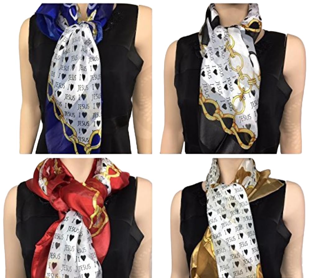 Set of 4 Pc Assorted I Love Jesus Scarf/head Wrap/religious Scarf/gift for Her/church Gift/Christmas gift idea 39"x39"