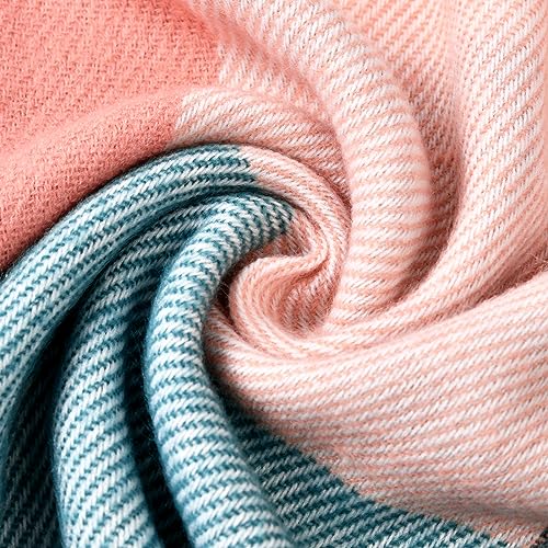 Clothirily Womens Winter Scarf, Oversized Long Blanket Plaid Shawl Wrap - color: Pink Green Lattice