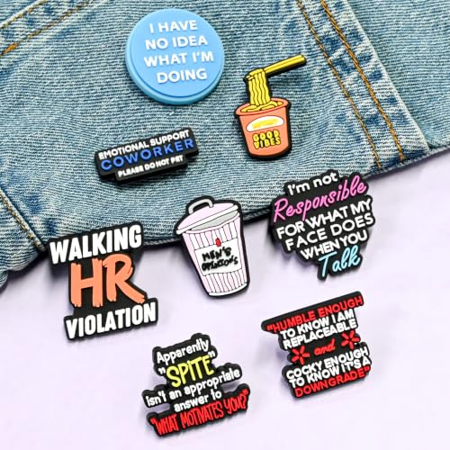 Cute Pins Bulk, Funny Lapel Badge Pins Rubber Brooch Pins for Backpacks, Hats, Bags - style: Word-25PCS