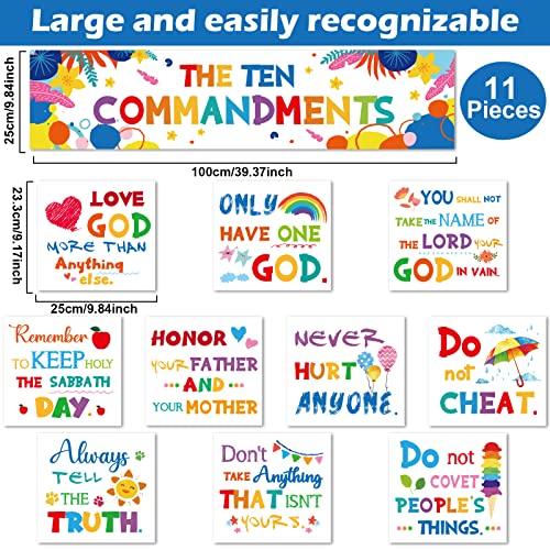 Ten Commandments Bulletin Board Posters for Classroom Decorations Christian Bible Verse Banner Inspirational Wall Display Set for Christmas Teachers Church Sunday School Middle High School Wall Decor
