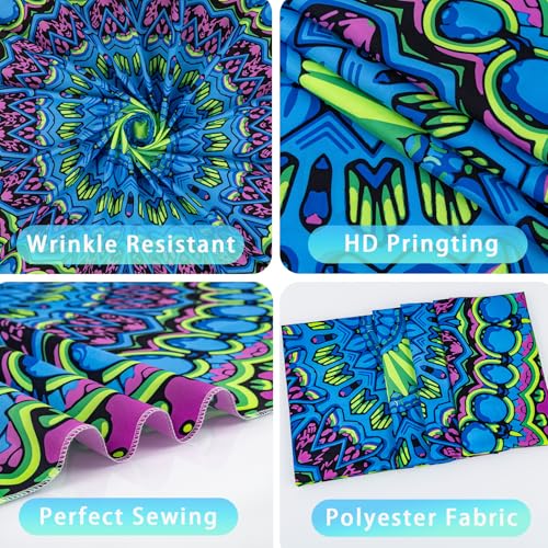 Apdidl Blacklight Mandala Tapestry for Bedroom, Black Light Boho UV Posters - color: Mandala Blacklight Tapestry, size: 60"L x 51"W