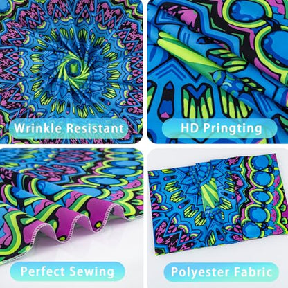 Apdidl Blacklight Mandala Tapestry for Bedroom, Black Light Boho UV Posters - color: Mandala Blacklight Tapestry, size: 60"L x 51"W