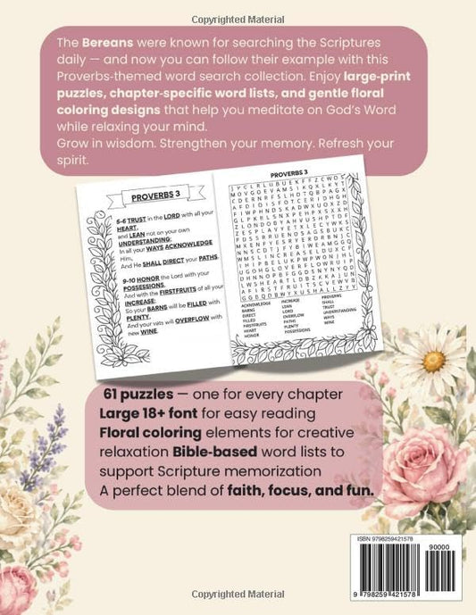 Berean Word Search: The Book of Proverbs — Bible Coloring & Puzzle Pages - Seniors, Adults and Teens. Memory, Games, Activities. Christian Study: 61 ... Relaxation (Berean Bible Word Search Puzzles)