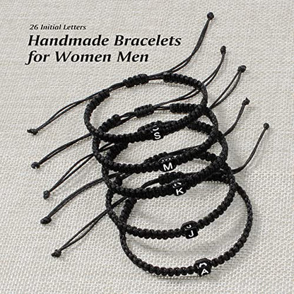 Initial Bracelets for Women Teen Girls Handmade Rope Braided Bracelet for Men Jewelry Birthday Graduation Mother's Day Gifts for Mom Wife Girlfriend Her Friends - style: B