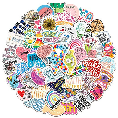 100pcs Mental Health Matters Sticker Pack.Waterproof Positive Quote Stickers for Water Bottles Laptop Notebook Phone Scrapbook,Vinyl Decals for Teens Adults Gifts - color: 100 - Mental Health