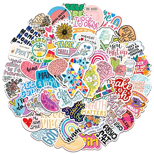 100pcs Mental Health Matters Sticker Pack.Waterproof Positive Quote Stickers for Water Bottles Laptop Notebook Phone Scrapbook,Vinyl Decals for Teens Adults Gifts - color: 100 - Mental Health