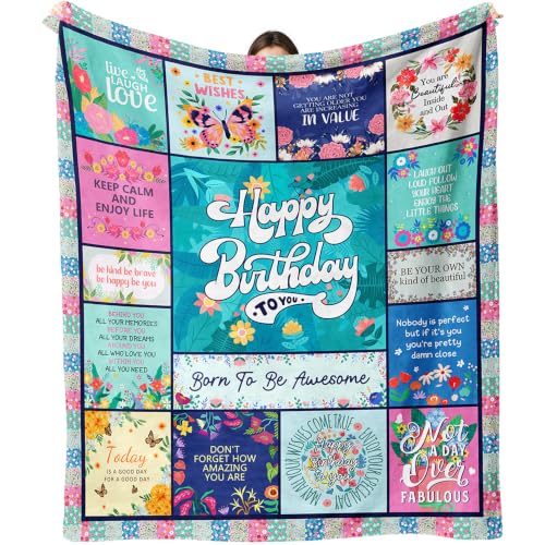 Birthday Gifts for Women, Women Birthday Gift Ideas Blanket 50"X60" - color: Green-happy Birthday