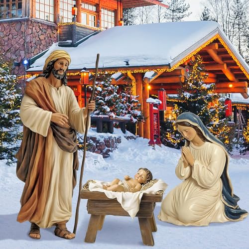 MorningRo 3 Pcs Metal Christmas Outdoor Nativity Scene Set (Retro) - size: 48.9''H