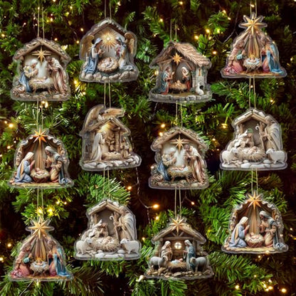 Wenqik 12 Pcs Christmas Nativity Scene Ornaments for Tree Acrylic,Vintage - style: Vintage