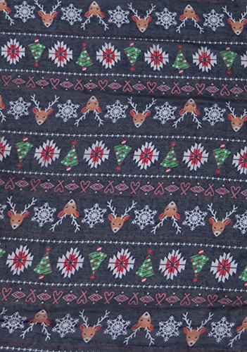 Lina & Lily Holiday Christmas Pattern Print Women's Infinity Scarf Lightweight - color: Navy Blue, Xmas Reindeer