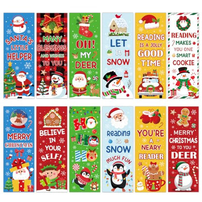 Wxiben 120 Pcs Christmas Bookmark Snowman Book Marks for Book Lovers - color: Christmas Snowman