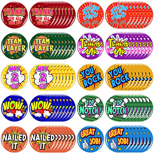 Junkin 10 Style 80 Pcs Employee Appreciation Pins Team Award for Employees Positive Button Recognition Encouraging Badges Month Employee Pin Appreciation Pins for Kids Students Workers