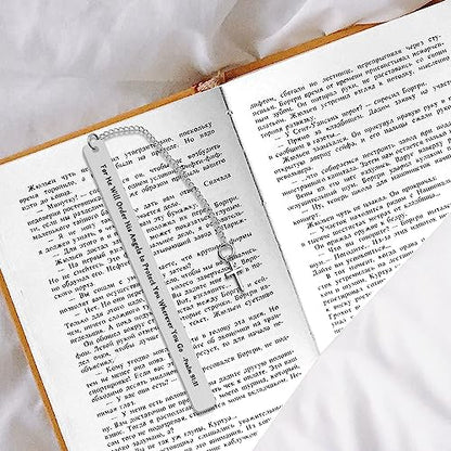 Heigebi Stainless Steel Bible Verse Bookmarks Inspirational Gifts for Women Men Christian Religious Gifts for Friend Girls Book Lover Reading Lovers
