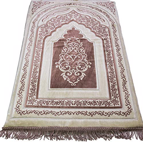 Modefa Orthopedic Prayer Rug | Padded Foam Cushion Janamaz Sajjada | One Inch Thick Soft Velvet Islamic Namaz Sajadah Carpet (Pink) - color: Pink