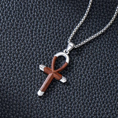 Cross Necklace for Men 925 Sterling Silver Cross Ebony Wooden Ankh Raven Praying Hands Crucifix Amulet Religious Jewelry Gifts for Men Women - color: Cross15
