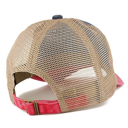Trendy Apparel Shop Psalm 23 Frayed Bill Trucker Mesh Back Cap - color: Navy Red