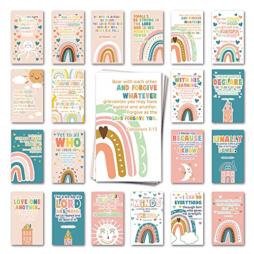 60 Prayer Cards Mini Scripture Cards with Assorted Bible Verses for Children’s Bible Studies, Encouragement Cards for Kids Child, Inspirational Religious Christian Gifts for Family Children (JRM068) - color: Rainbow