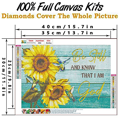 Bysincy 5D DIY Diamond Painting Kits for Adults Sunflower 12x16inch,Round Full Drill Resin Beads Diamond Art Dots Craft Set,Be Still and Know that I Am God - color: Sunflower