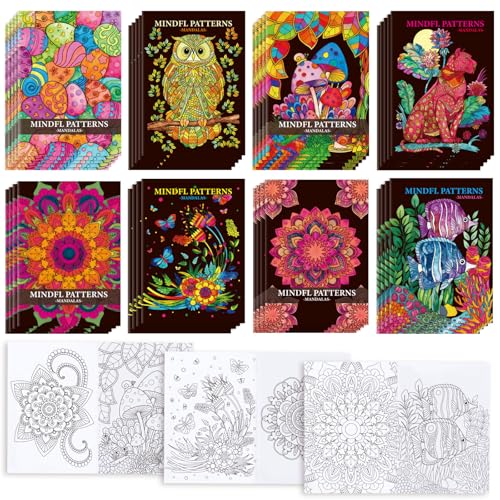 Zealor 36PCS Adult Mini Mandala Coloring Book for Teens Kid, Little Mandala Activity Books Bulk Coloring Pages Booklet Relaxation Stocking Stuffer for Operation Christmas Child Boxes Gift Goodie Bag - color: Mandala Theme
