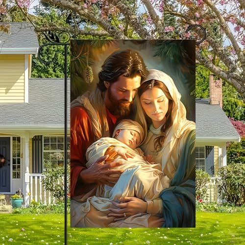 BlissYard Christmas Nativity Scene Garden Flag 12x18 Inch Polyester - color: Jesus