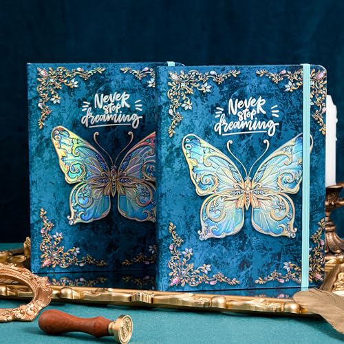 B5 Hardcover Journal for Women & Men -Butterfly Aesthetic Lined Notebook - color: Sky Blue