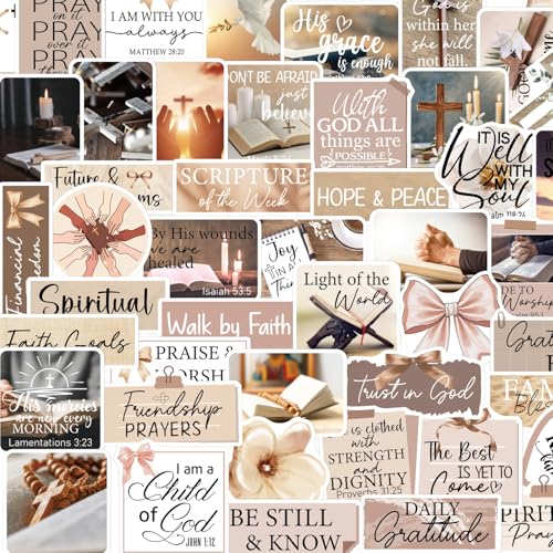 Prayer Board Stickers Supplies - 50 Pcs Prayer Vision Board Stickers, Motivational Water Bottle Sticker for Women, Bow Waterproof Scrapbook Decals, Vinyl Sticker for Laptop Journaling - style: Prayer