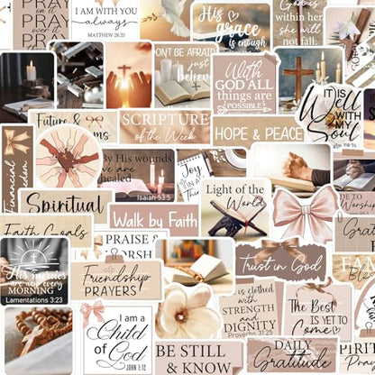 Prayer Board Stickers Supplies - 50 Pcs Prayer Vision Board Stickers, Motivational Water Bottle Sticker for Women, Bow Waterproof Scrapbook Decals, Vinyl Sticker for Laptop Journaling - style: Prayer