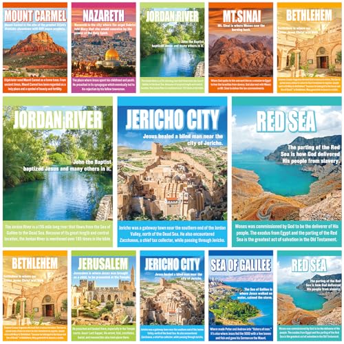 gisgfim 9 Pcs Bible Story Map Posters Bible Christian Posters for Classroom Decorations Sunday School Religious Bullet Board Middle High School Educational Poster Books VBS Scripture Church Decor