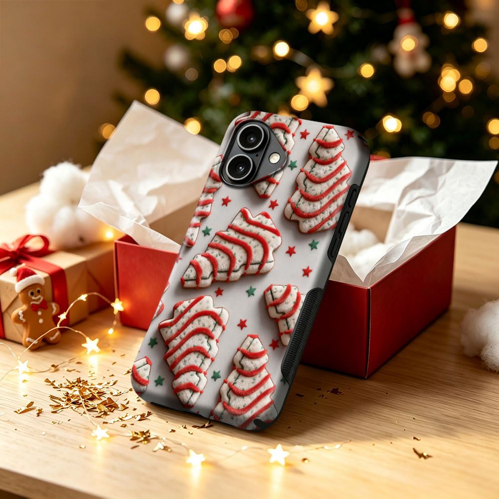 Compatible with iPhone 16 Case,Wireless Charging Compatible,Patented 2‑in‑1 Dual‑Layer Protection, Hot Transfer Print Hard Shell Cover - Christmas Dim Sum Biscuits - color: Christmas Dim sum biscuits, size: iPhone 16