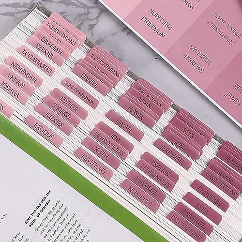 Thinkor Reposition Laminated Bible Tabs, Large Print Pink Stickers, Easy to Read & Apply Bible Tabs for Women and Man - color: Ombre Pink
