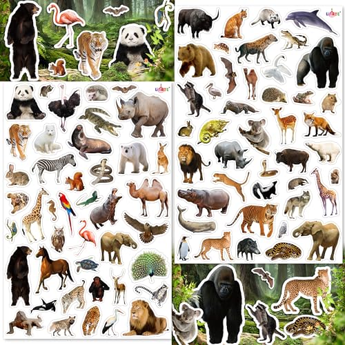 LINAYE 24 Sheets Jungle Stickers for Kids, 1032 PCS Safari Wild Zoo Animal Stickers for Scrapbooking,Water Bottles,Envelopes,Laptop Decal for Kids Boys Girls - style: Jungle 24 Sheets