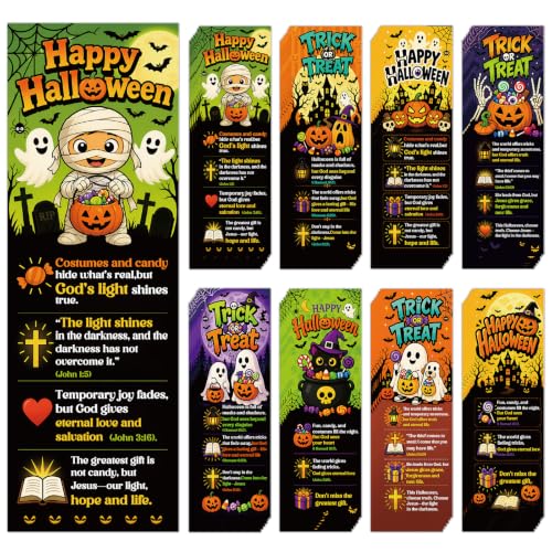 Halloween Bookmarks for Book Lovers - 200 Pcs Spooky Ghost Pumpkins Bookmark Paper Trick or Treat Page Book Markers Gifts for Women Men Office Students Reading Party Rewards Supplies - color: Halloween