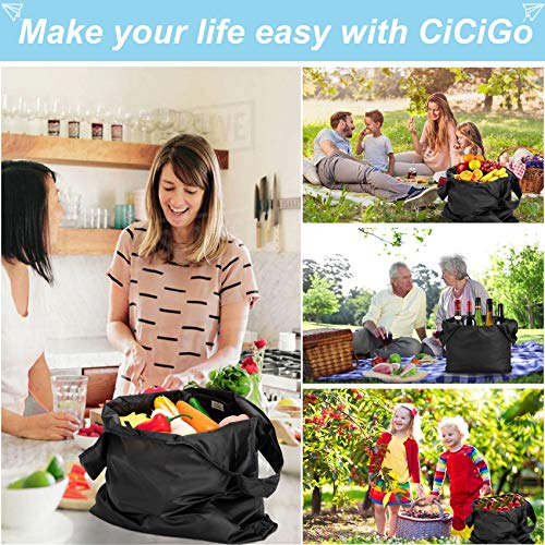 Large Reusable Bags Shopping Washable Foldable 6 Pack Grocery Bags Heavy Duty Lightweight Folding Gift Tote Bags Durable Polyester Black - color: Black