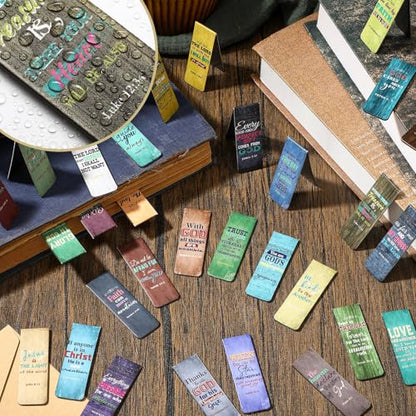 Chinco 30 Pcs Magnetic Christian Bookmarks - Bible Verse Inspirational Scripture Page Clips, Religious Prayer Bookmarks for Women, Kids, Teachers, Church Supplies & School Gifts(Vintage) - style: Vintage