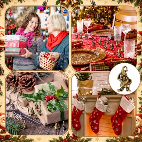 Civaner 50 Pcs Mini Brass Gnome, Tiny Gnome Figurines for Christmas Decor - style: Cute Santa Claus