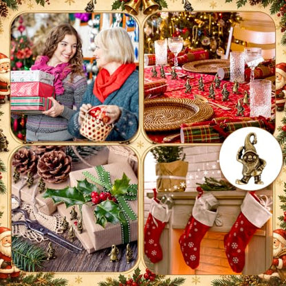 Civaner 50 Pcs Mini Brass Gnome, Tiny Gnome Figurines for Christmas Decor - style: Cute Santa Claus