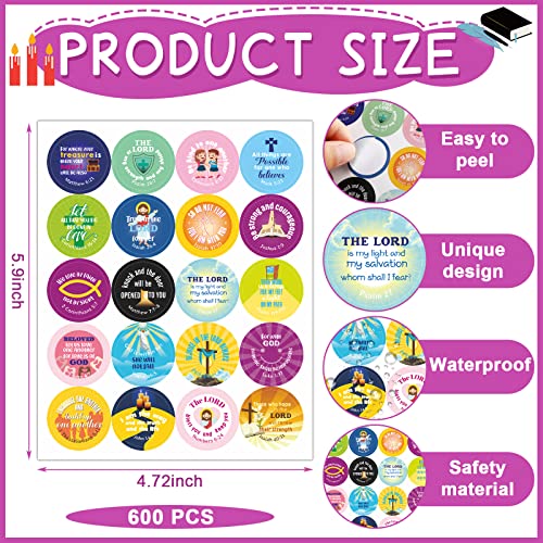 Geyee 600 Pcs Christian Religious Stickers for Kids, Bible Style - style: Bible Style