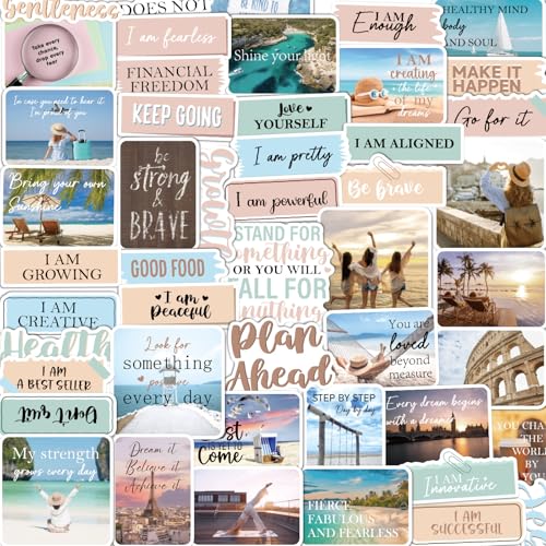 Motivational Affirmations Stickers for Vision Board - 50 Pcs Vemfare Inspirational Water Bottle Sticker for Adults, Positive Waterproof Scrapbook Stickers for Women, Vinyl Decals for Laptop Journal - style: Affirmations
