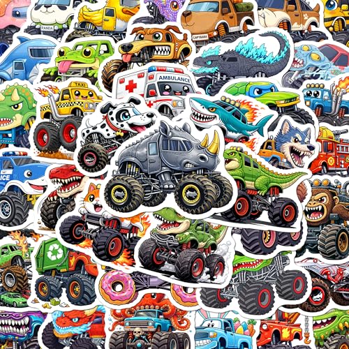 BEATRI Monster Truck Stickers 50Pcs Waterproof Vinyl Truck Animals Decor - color: Monster Truck Stickers