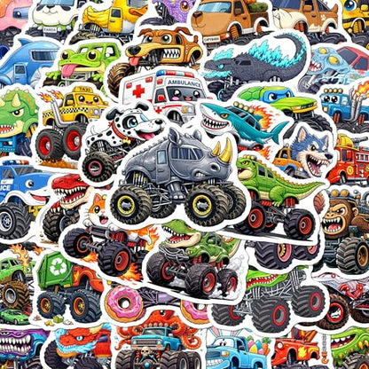 BEATRI Monster Truck Stickers 50Pcs Waterproof Vinyl Truck Animals Decor - color: Monster Truck Stickers