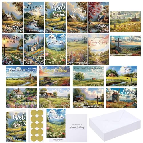 Geyoga 80 Set 4 x 6 Inch Religious Christian Birthday Cards Bulk