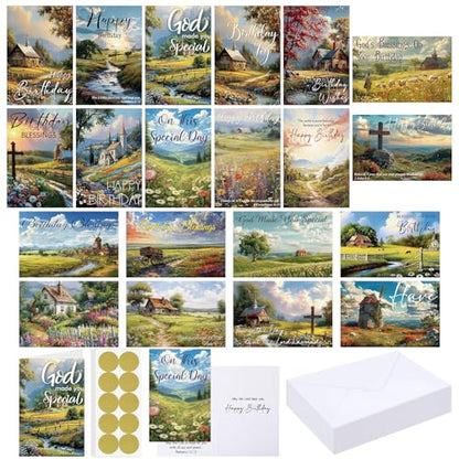 Geyoga 80 Set 4 x 6 Inch Religious Christian Birthday Cards Bulk