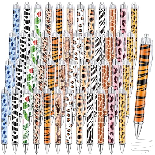 Dispowreath 48 Pcs Animal Print Pens Safari Jungle Cheetah Ink Pens - style: Animal
