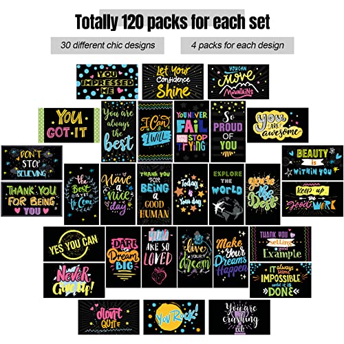 Outus 120 Pcs Motivational Encouragement Inspirational Card Boho Rainbow - style: Dark Style