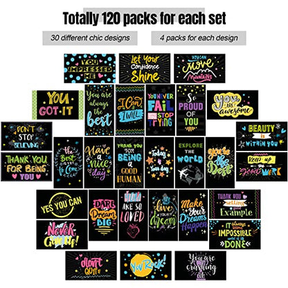 Outus 120 Pcs Motivational Encouragement Inspirational Card Boho Rainbow - style: Dark Style
