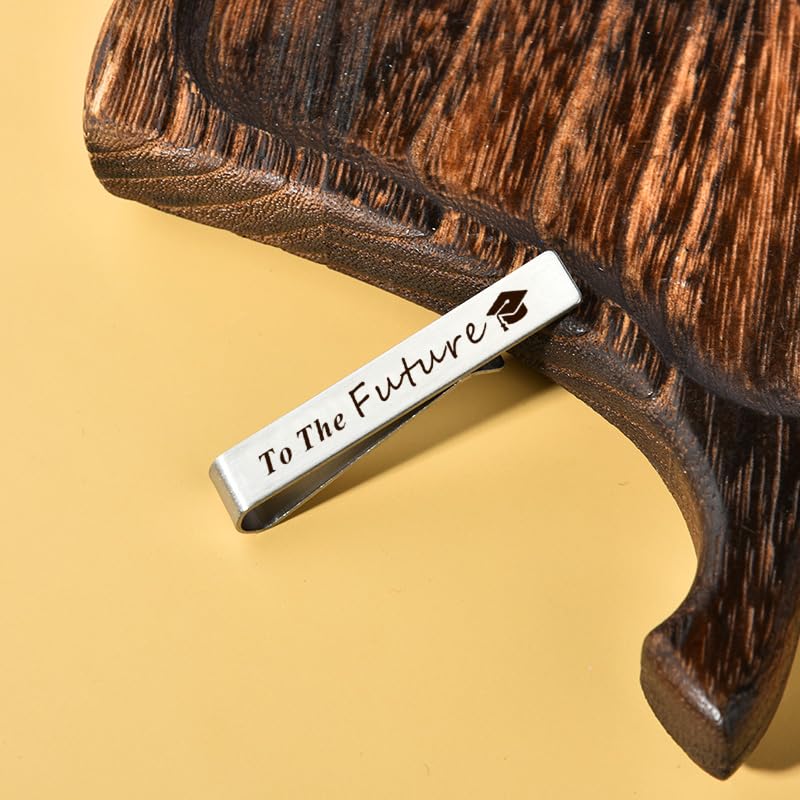 Novelty Mens Tie Clip for Wedding Graduation Gift for Him Son Grandson Birthday Christmas Gift Tie Clips for Dentist Pilot - style: to the future