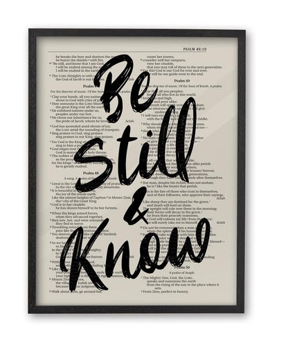 iHery 16x20in Psalm 46:10 Be Still and Know Framed Christian Wall Art - color: Black Framed Be Still, size: 20"L x 16"W